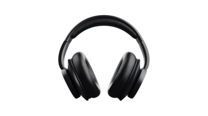 Black over-ear headphones isolated on white background