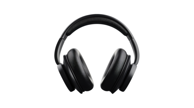 Black over-ear headphones isolated on white background