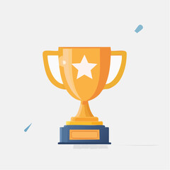 Golden Trophy with Star Emblem on White Base.