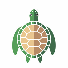 Green and Brown Vector Illustration of a Turtle.