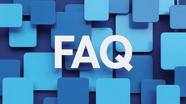FAQ abbreviation on blue squares background frequently asked questions concept help and support