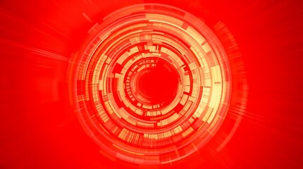 Abstract red and gold circular graphic background.