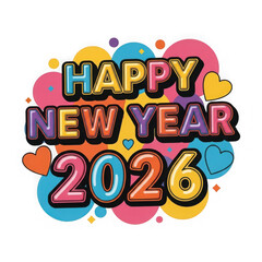 Fototapeta premium Happy new year 2026 modern retro graphic isolated on transparent background