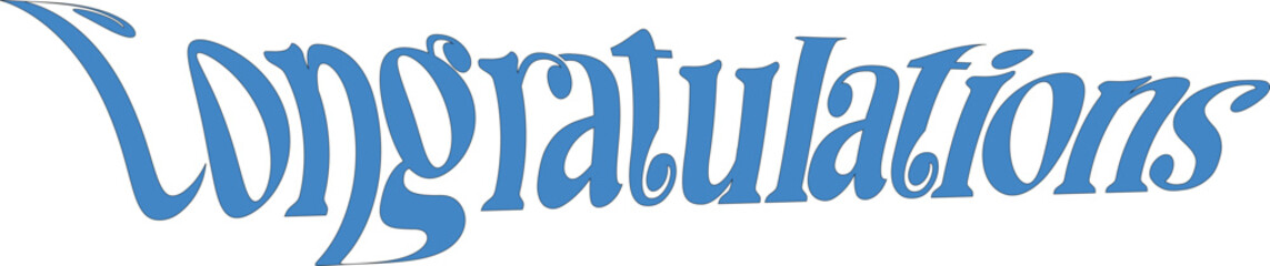 Stylish Blue Congratulations Text on Black Background – Stylish blue calligraphic 'Congratulations' text displayed on a solid black background. Perfect for celebrations and achievements