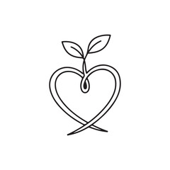 Minimalist line art heart graphic for ecological concepts.
