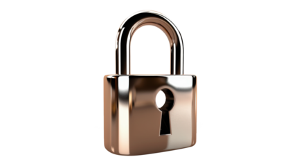 Shiny metallic padlock isolated on white background