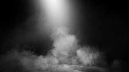 Abstract smoke misty fog on isolated black background. Texture overlays. Design element.