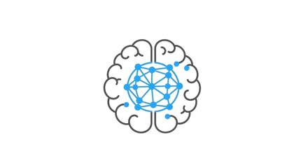 Illustration of a human brain with a network of connections representing artificial intelligence and technology concepts