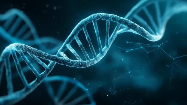 Stunning Digital Representation of DNA Helix in Futuristic Blue Tones