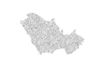 GCC Gulf Cooperation Council Countries map hand drawn sketch on white background vector, freehand hatch vintage style.