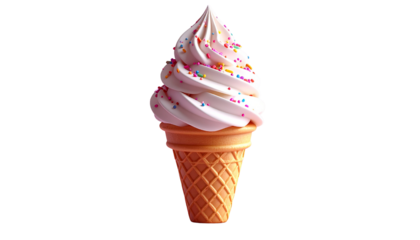 3D Cartoon Ice Cream Cone with Sprinkles – Transparent PNG