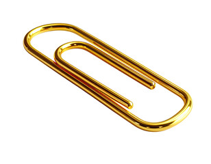 Gleaming, elegant gold paperclip on plain black background