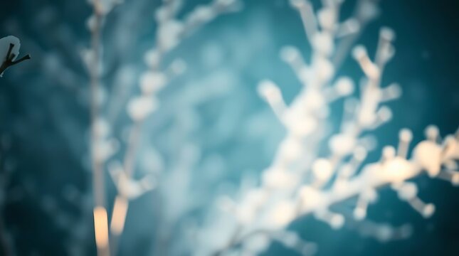 Snow Covered Branches on a Cold Day