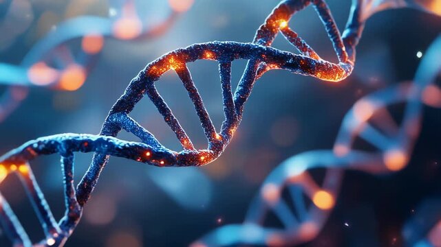 Stunning close-up of a DNA double helix with vibrant colors showcasing genetic structure and molecular biology.