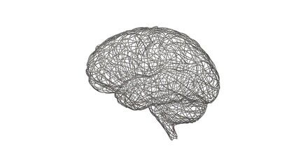 Digital wireframe model of the human brain symbolizing artificial intelligence and data networks