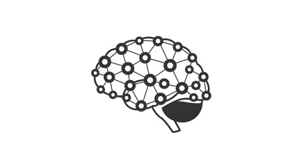 Conceptual icon of a digital brain showing a neural network for AI and technology ideas