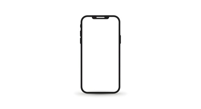Modern smartphone with a blank screen isolated on a clean white background
