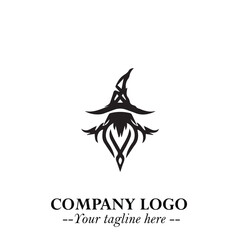 Obraz premium Mystical Black Witch Logo Symbol on White Background for Modern Magical Branding Design Effects