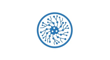 Abstract circular icon of a neural network representing technology and data connections