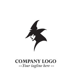 Mystical Black Witch Logo Symbol on White Background for Modern Magical Branding Design Effects