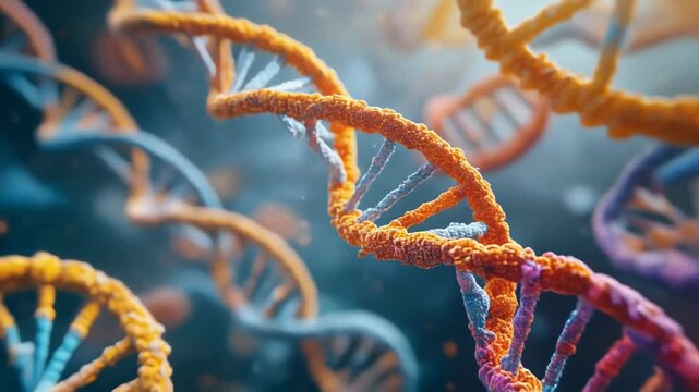 Stunning DNA double helix model with vibrant colors showcasing genetic structure and scientific innovation