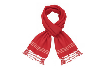Vibrant red scarf with decorative fringed ends