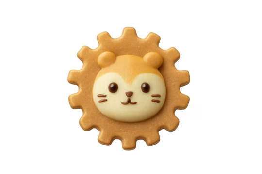 Cute lion face shaped cookie with gear border