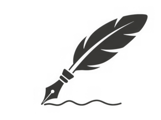 Elegant feather quill pen writing on a dark background