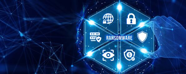 Cyber security lock that is being decoded using a ransomware. 3d illustration