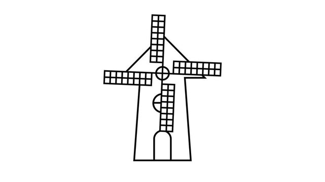 Windmill rotating, mill farm simple icons animated windmill propeller barn farm icon isolated 4k looping