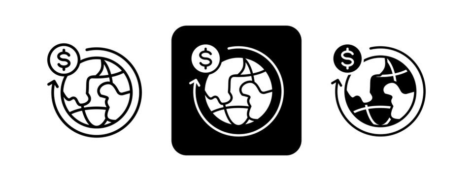 Circular Economy  Solid color and black line drawing vector illustration set