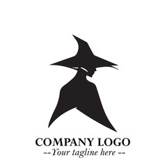 Mystical Black Witch Logo Symbol on White Background for Modern Magical Branding Design Effects