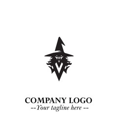 Mystical Black Witch Logo Symbol on White Background for Modern Magical Branding Design Effects