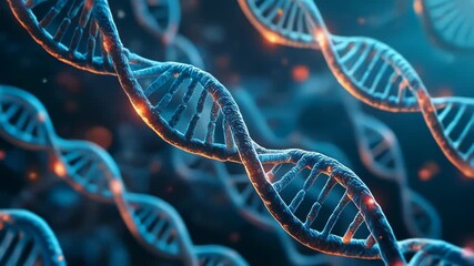 Stunning 3D representation of DNA strands showcasing genetic science and biology concepts - Powered by Adobe