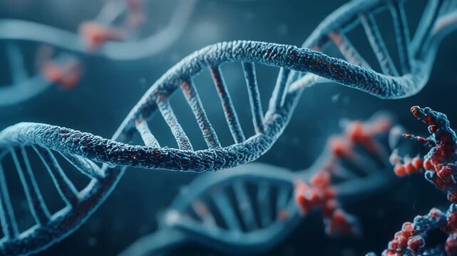 Stunning close-up of DNA structure showcasing molecular biology, genetics, and science themes