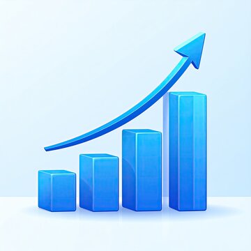 3D graphic of a rising blue bar graph (2)