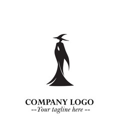 Mystical Black Witch Logo Symbol on White Background for Modern Magical Branding Design Effects