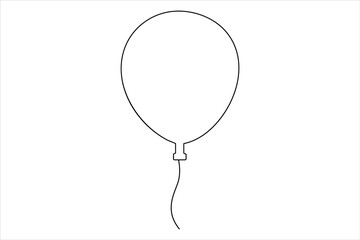 Continuous one line balloon icon clean, minimalist vector