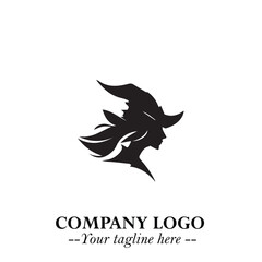 Mystical Black Witch Logo Symbol on White Background for Modern Magical Branding Design Effects