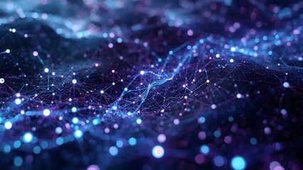 Abstract network connections illuminating a digital realm with luminous vibrancy