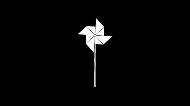 propeller kitiran origami animated fan pinwheel propeller origami icon isolated green screen 4k looping