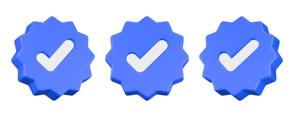 3d rendering icon check mark blue button