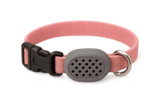 Pink pet collar with ultrasonic anti-flea device