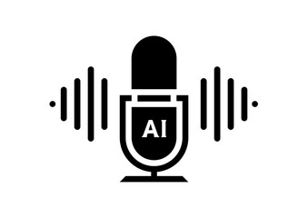 Ai voice generator black icon isolated. Voice icon PNG with transparent background
