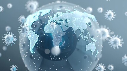 Digital globe representation showcases interconnectedness of world during pandemic, highlighting virus spread and its impact global health, emphasizing importance of connectivity and technology - Powered by Adobe