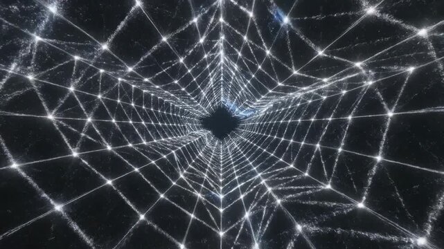 Network Galaxy: A mesmerizing abstract visual of a web-like structure. It depicts the intricacies of connection with a dark, cosmic background. 