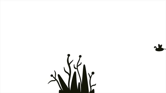 cute bee animation perched on a simple swaying tree