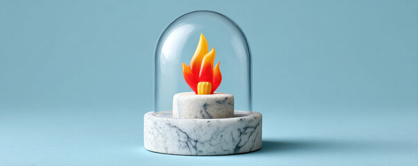 Eternal flame under glass on marble base symbolizes resilience during government shutdown and quiet resolve