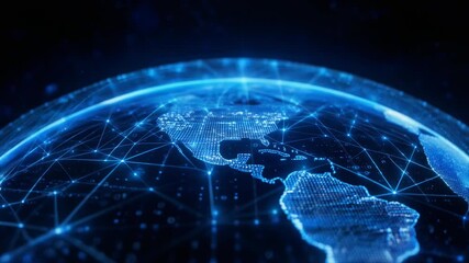Stunning digital globe illustration showcasing a connected world in blue tones for technology and innovation - Powered by Adobe