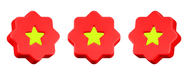 yellow star 3d rendering icon red button